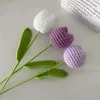 Decorative Flowers 1pc Knitted Artificial Tulip Fake Flower Faux Realistic Simulation Blooming DIY Craft Bridal Bouquet