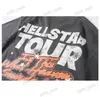 T-shirty męskie T-shirt Hellstar Men Nowa koszulka Zakotona twarz boczna Wash Short T T231122