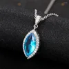 Colliers pendentifs CAOSHI collier élégant pour femme avec cristal bleu éblouissant accessoires à la mode de Style moderne pour la fête bijoux fantaisie de luxe