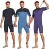 Kvinnors badkläder 2mm Neoprene Men Wetsuit One Piece Diving Suit Short Sleeve Patchwork Wet Back Back Zip Spearfishing Swim Surfing Swimsuit