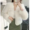 Women's Fur Winter Short Faux Grass Jacket Coat Female Cotday Plush Thick Warm Streetwear 2023