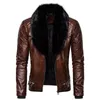 Vestes pour hommes 3 couleurs! Manteau de moto épais en cuir pour hommes, veste en cuir avec col en fourrure détachable, Style Punk, automne et hiver 2023