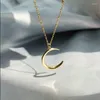 Pendant Necklaces 2023 Minimalist Silver Color Moon Chain Necklace For Women Korean Trendy Gold Plated Birthday Party Jewelry