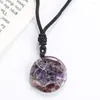 Anhänger Halsketten Amethyst Taiji Yin Yang Halskette Taoist Acht Trigramme Fisch Muster Natürlicher Kristallstein Religiöse Aura Schmuck Geschenk