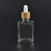 30ml Clear/Frosted Glass Dropper Bottles Liquid Reagent Pipette Square Essential Oil Perfume Bottles Smoke oil e liquid Bottles Bamboo Tvie