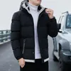 Men's Down Parkas 2023 Winter Men Puffer Jacket Long Sleeve Hooded Coat Bomber Thickened Warm Zipper Outerwear Korean Fashion 231122