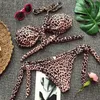 بدلة السباحة للسيدات للسيدات للسيدات للنساء 2023 قيعان Tankini Leopard Bikini Britless Thong Sexy Top Ladag