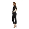 Women's Jumpsuits Rompers Summer Women Jumpsuits Elegant Black White Office Work V-neck Jumpsuit Casual Bodysuit Rompers 230422