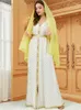 Abbigliamento etnico Ramadan Eid Mubarak Nero Bianco Abaya Caftano Abito lungo musulmano Turchia Islam Abiti da preghiera Abaya per le donne Veste Femme