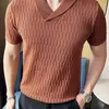 Polos masculinos 2023 tendência moda cor sólida com decote em v camiseta verão roupas masculinas confortáveis secagem rápida respirável manga curta pullovers tops