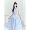 Work Dresses Y2K Women 2 Pieces Sets Elegant Office Lady Vintage Shirts Casual Midi Skirts French Fairy Outfits Designs Suits 2023 Summer