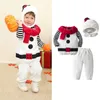 Set di abbigliamento Bambini Pupazzo di neve di Natale Set cosplay Ragazzi Ragazze Vestiti a maniche lunghe Costume in pile caldo Anno Natale TopVestPantsHat Outfits 231122