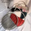 Shoulder Bags Rhinestone Circular Handle Evening Bag Women 2020 New Elegant Designer Diamonds Round Red Clutch Purse Ladies Chic Handbag Party