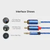 2RCA Аудио кабели Вспомогательный адаптер с оплеткой Стерео-разветвитель Кабель AUX RCA Y-шнур для динамиков смартфона Планшет HDTV ZZ