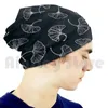 Berets Ginkgo Leaves Pattern Beanies Knit Hat Hip Hop Ginko Wallpaper Tree Foliage White Biloba Vector Leaf Summer Graphic