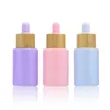 30ml Flat Shoulder Glass Essential Oil Perfume Bottles Transparent Amber Frosted 1oz Eye Dropper Bottle with Bamboo Cap Gxahl