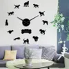 Wandklokken Ierse Wolfshond Hond Giant DIY Klok Huisdier Dier Frameloze 3D Horloge Spiegel Stickers290Z