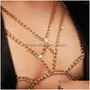 Fußkettchen Fußkettchen Frauen Stilvolle BH Weste Neckholder Brust Kette Kreuz Stil Charmant Für Tanzen Drop Lieferung Schmuck Dh7J4