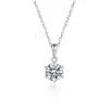 Fine Jewelry Classic 6 Claws 14K Solid White Gold 2 Carats Moissanite Pendant Necklace