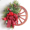 Decorative Flowers 2023 Bow Wheel Garland Simulation Door Hanging Window Display Rattan Circle Creative Christmas Outdoor Garden