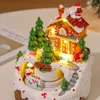Decorações de Natal Presente de Natal Decoração Criativa Trem Rotativo Música Luminosa Casa de Biscoitos Casa de Neve Decoração Artesanato em Resina 231121