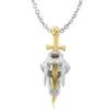 Chains Saber-toothed Tiger Cross Necklace Fashion Personality 925 Sterling Silver Plating 14K Gold Jewelry Women's