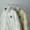 Abrigos de trinchera para mujer Lindo bordado Parkas Abrigo Mujer Invierno Moda coreana Gruesa Chaqueta cálida suelta Diseño de doble cara Estudiante rosa