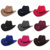 Geniş Memlu Şapkalar Kova Erkek Kovboy Kovboy Vahşi Batı Batı Mücevher Kapağı Moda Retro Fedoras Metal İnek ile Top Caz 230421