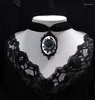 Pendant Necklaces Fashion Gothic Woman Man Collar Velvet Choker Goth Black Rose Flower Vampire Necklace Dark Halloween Gift Accessories