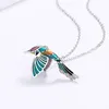 Pendentifs 2023 Creative Colibri Pendentif Collier Couleur Époxy Bijoux Oiseau Clavicule Chaîne Mode Femme Émail À La Main