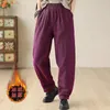 Women's Pants 2023 Winter Plush Women Vintage Art Large Size Loose Thickened Linen Lantern Trousers Casual Warm Cotton Clothes Z3722