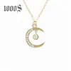 女性用のイエローゴールドペンダントネックレスPave CZ Shaped Moon Fine Jewelry Wholesale