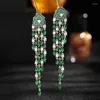 Dangle Earrings Fashion Heavy Industry Color Cz Flower S925 Silver Needle Long Tassel Temperament Dinner Camellia For Women