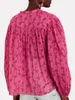 Blusas femininas blusa 2023 estampa floral meio botão aberto solto commuter retro lanterna manga camisa