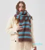 Foulards Automne Femmes Stripes Mode Écharpe Confort Chaud Épaissir Châle Pour Femme Hiver Casual Preppy Style Fille Foulard