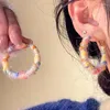 Boucles d'oreilles créoles en peluche colorée Y2K pour femmes, bijoux ronds géométriques, pour fête de mariage, automne et hiver