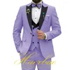 Costumes pour hommes couleur violette costume de mariage pour hommes ensemble 3 pièces (veste gilet pantalon) smoking de fête de marié vêtements sur mesure formels