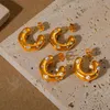 Kolczyki stadninowe Boako Cubic Zirconia ze stali nierdzewnej metalowy urok 18K PVD Złota platowana perłowa platoska darmowa teksturowana biżuteria Occident Kobiety