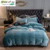 Bedding sets 22 Home Textiles Dark Blue Crystal Velvet Coral Fleece Winter Soft Quilt Cover Keep Warm Plush Duvet Cover Bedding No Pillowcase 231122