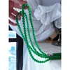 Collana girocollo con catena di maglione di calcedonio verde naturale, collana di agata paragonabile allo smeraldo retrò fresco