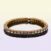 7INCH 8INCH MEN039S HIP HOP BRACELET TIN ALLOY GOLD SILVER IACED RANESTONE CRYSTAL 1列テニスチェーンブレスレットドロップ8327958