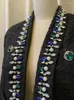 Women's Jackets Autumn Est 2023 Luxury Designer Fashion Diamonds Beading Shawl Collar Tweed Jacket Elegant Black Wool Short Coat