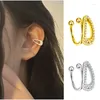 Boucles d'oreilles à dos en forme d'épingle à cheveux pour femmes, en Zircon doré et argenté, sans Piercing, manchette d'oreille, Clip, bijoux cadeau