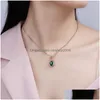 Hanger Kettingen Groene Ovale Jade Ketting S925 Sier Plated Engagement Bruiloft Sieraden Kerstcadeau Drop Delivery Hangers Dh5Fj