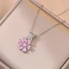 Ensemble de boucles d'oreilles et collier de luxe en Zircon rose, grande fleur, pendentifs, chaînes en acier inoxydable, colliers pour femmes, anniversaire de mariée