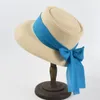 Wide Brim Hats Women Summer Straw Hat Fashion Ribbon Beach Sun Sunscreen Block UV Protection Panama Bow Cap Bone Feminino