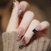 Faux ongles 24 pièces/boîte dégradé français artificiel avec colle étoile brillante faux belle fille coréenne presse sur ballerine ongles