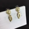 2023 Luxury Brand Designers Letters Stud Channel Clip Eartrop Round Geometric Famous Women Crystal Rhinestone Metal Earring Wedding Party Jewelry Ax9C
