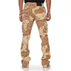 Men s jeans 2023 camo lastbyxor stor storlek 3xl raka byxor kamouflage tryckfickor streetwear bottnar 231122