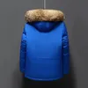 Herren-Winterjacke aus Leder, Kunstleder, Pelzkragen, weiße Entendaunen, für Männer, warm halten -30 Grad, Parkas, winddicht, mit Kapuze, verdickter Daunenmantel mit mehreren Taschen, 231122